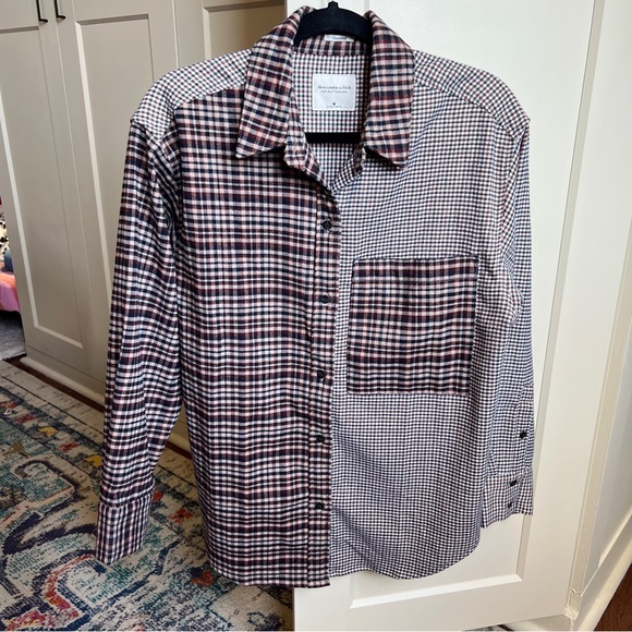 Abercrombie & Fitch Soft AF Collection Oversized Patchwork Plaid Flannel medium - Picture 3 of 7